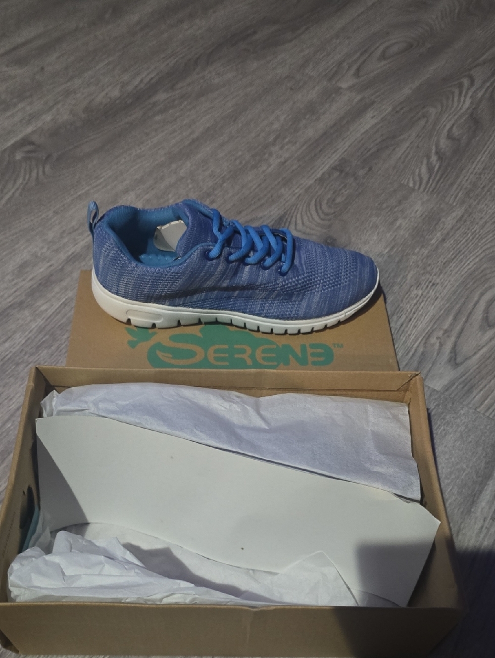 Serene Women's Blue Knit Lace-Up Sneakers with Cushioned White Sole